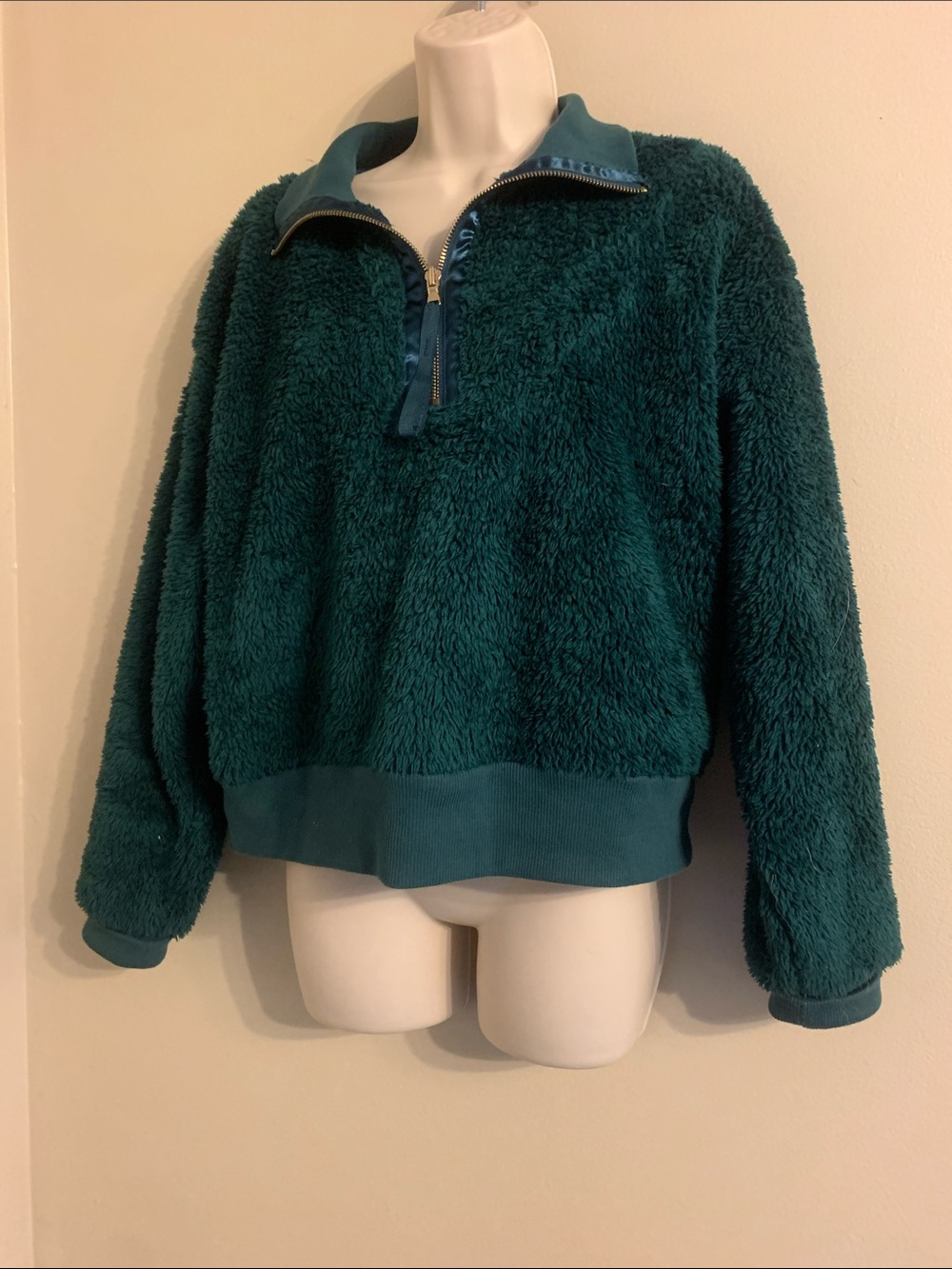 Teal Plush Half-Zip Women's Sweater